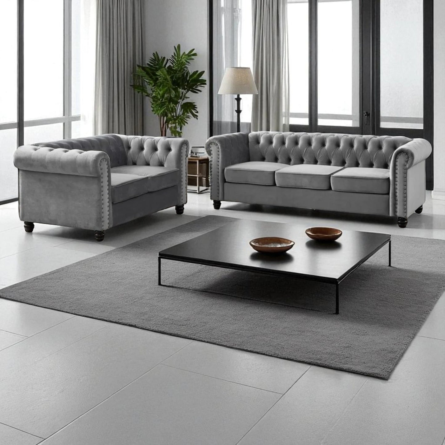 Chesterfield Velvet 3+2 Sofa Set