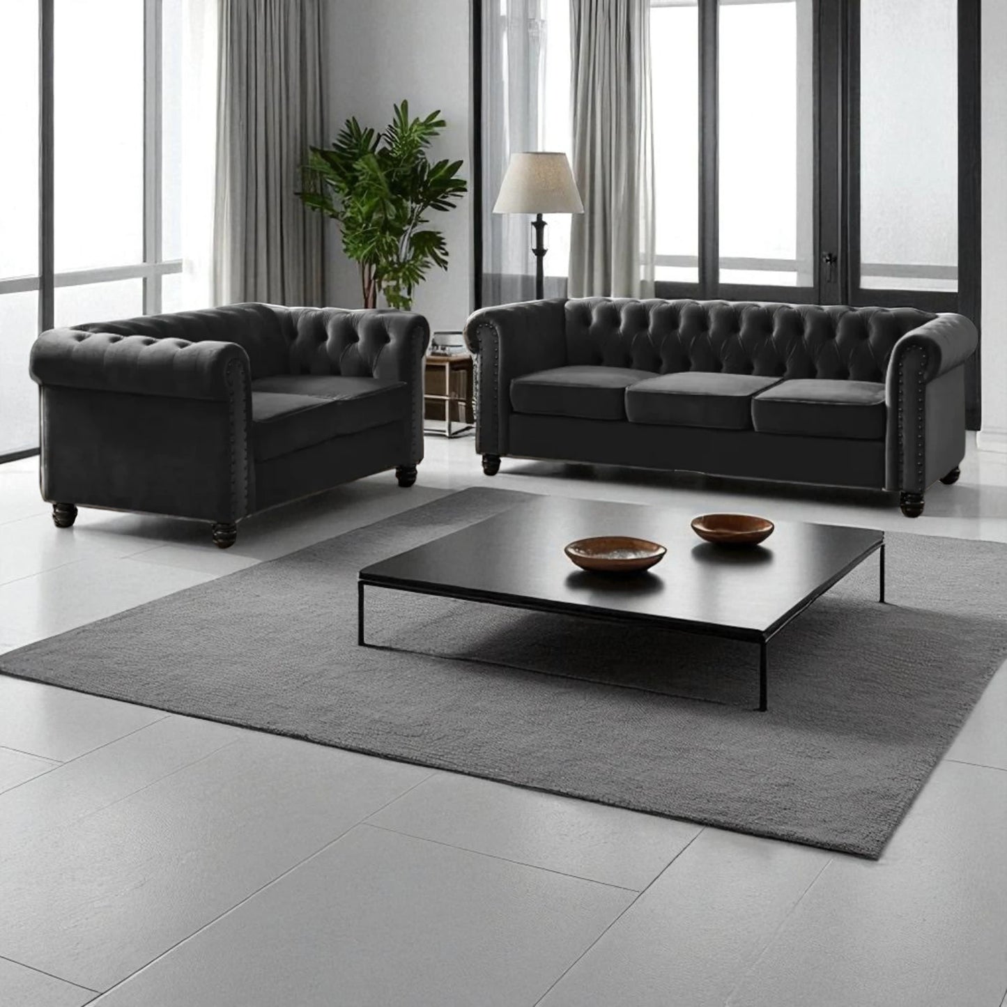 Chesterfield Velvet 3+2 Sofa Set