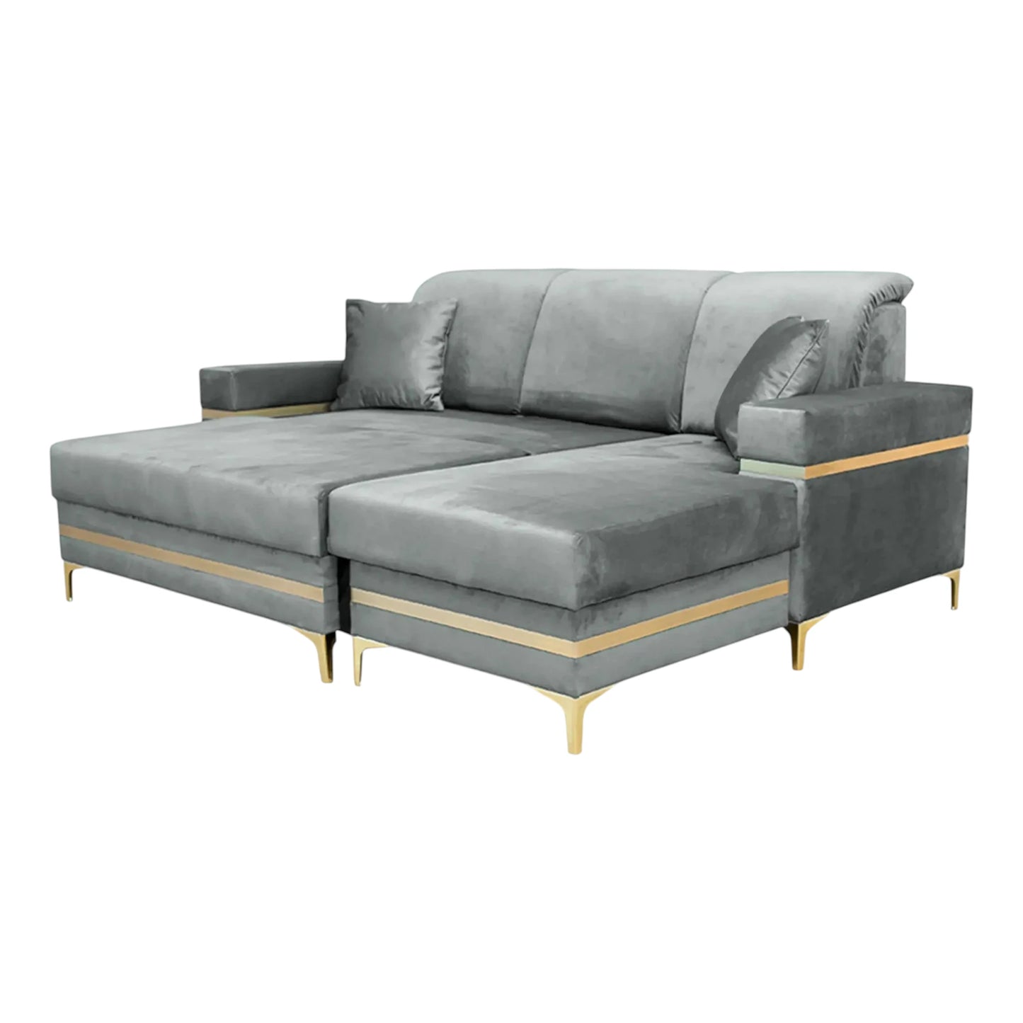 Florence Blue Gold Corner Sofa Bed