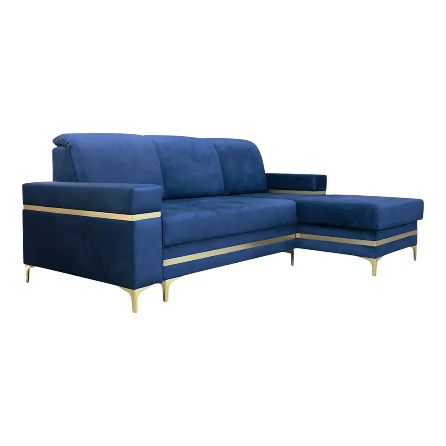 Florence Blue Gold Corner Sofa Bed