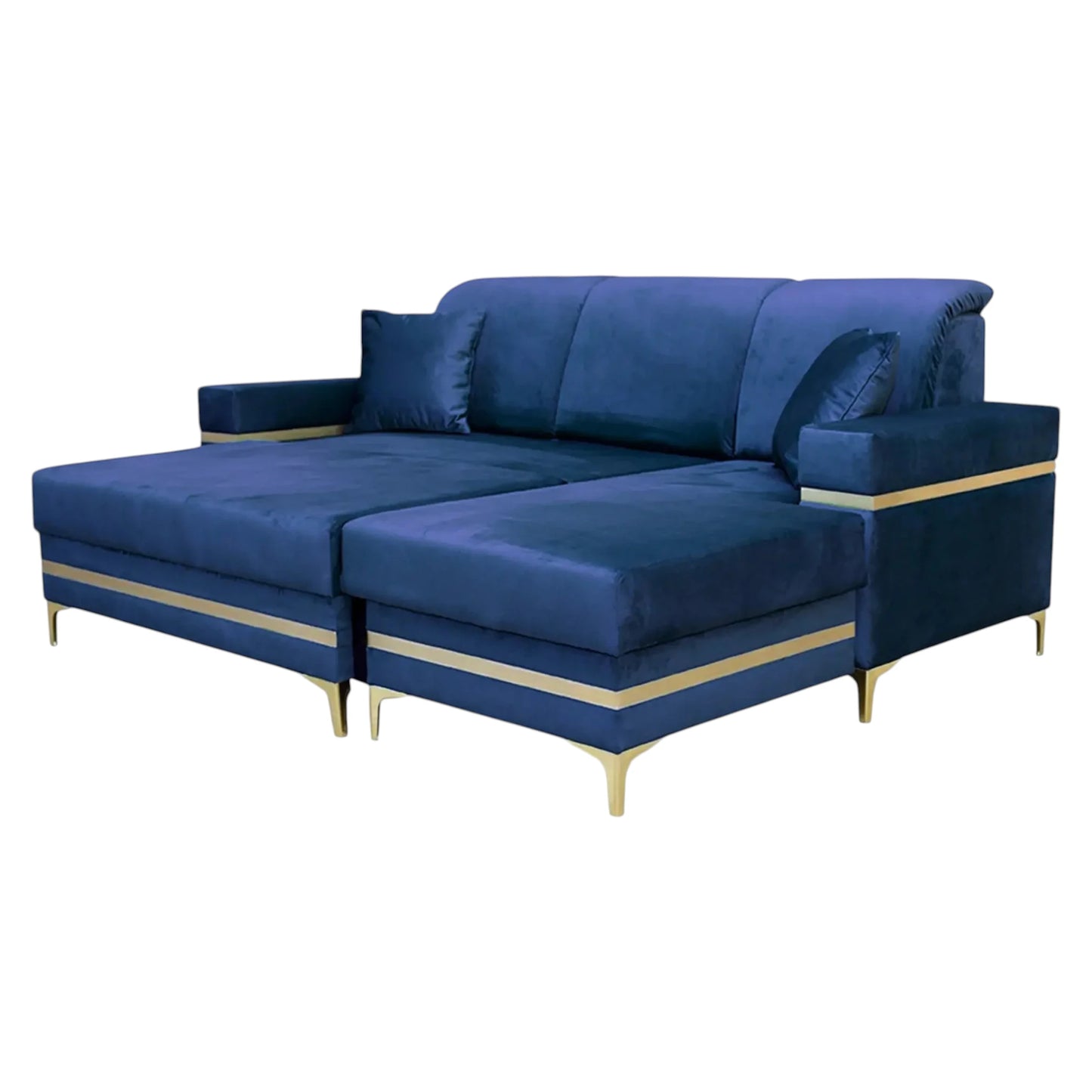 Florence Blue Gold Corner Sofa Bed