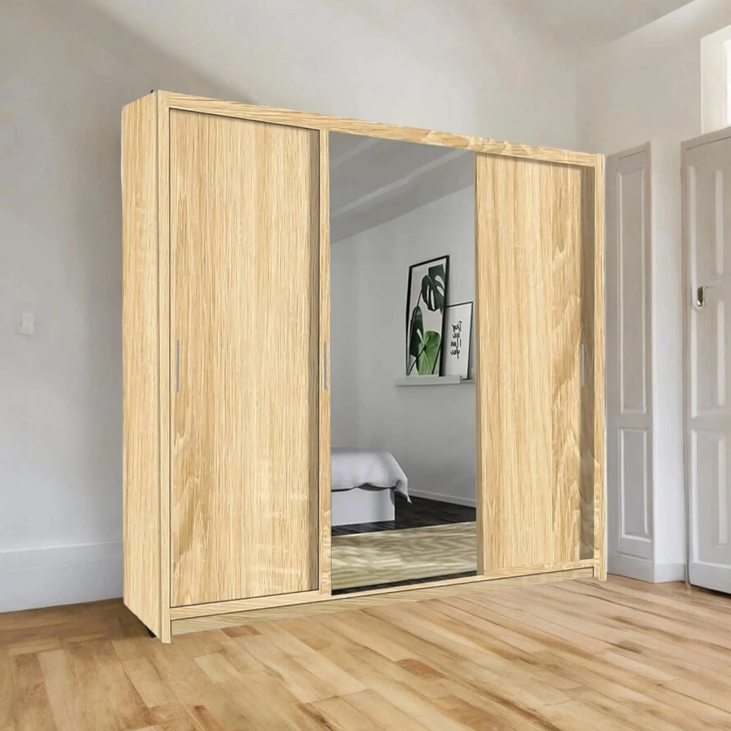 Miami 3 Door Sliding Door Mirrored Wardrobe