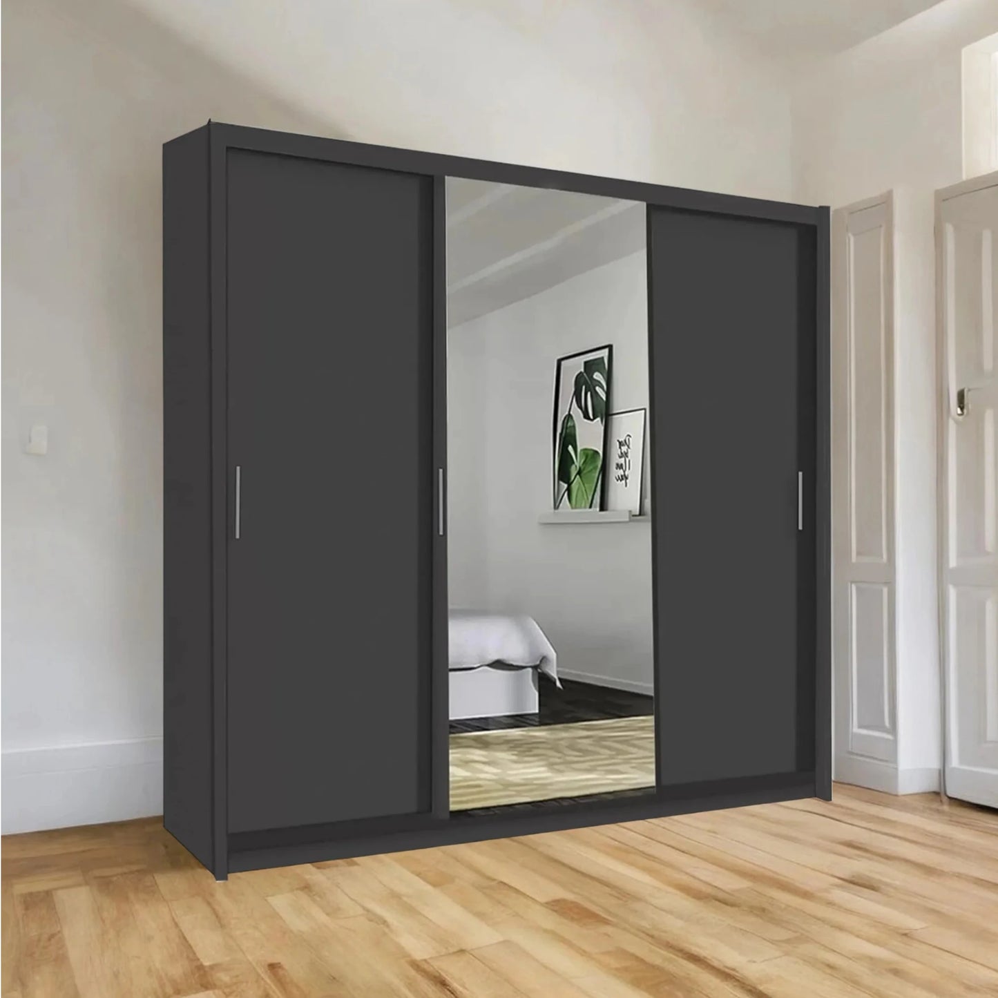 Miami 3 Door Sliding Door Mirrored Wardrobe