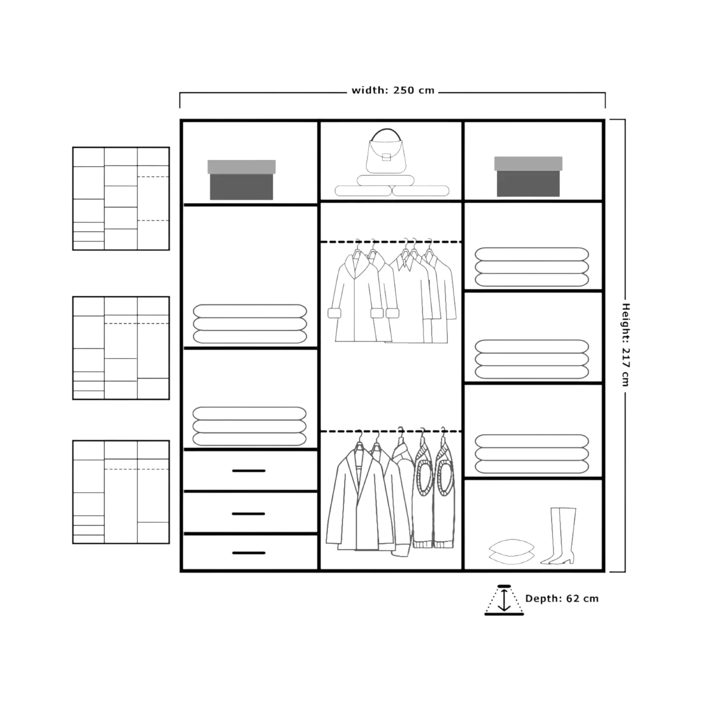 Miami 3 Door Sliding Door Mirrored Wardrobe