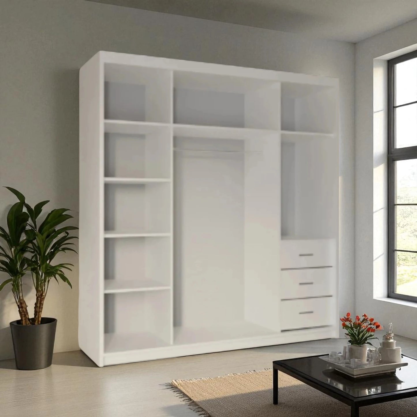 Queen Mirrored Sliding door Wardrobe