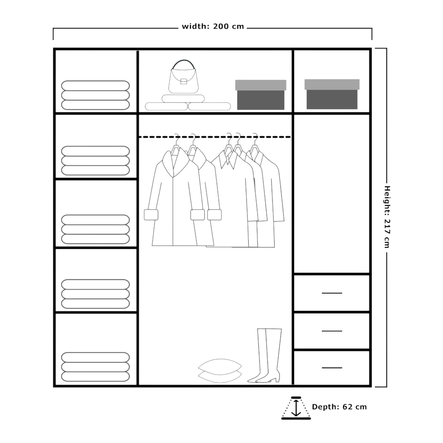 Queen Mirrored Sliding door Wardrobe