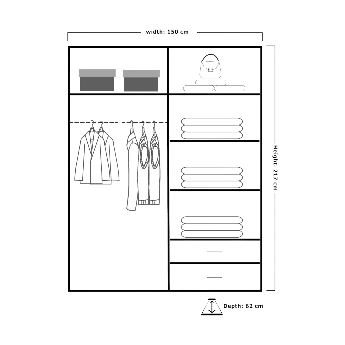 Queen Mirrored Sliding door Wardrobe