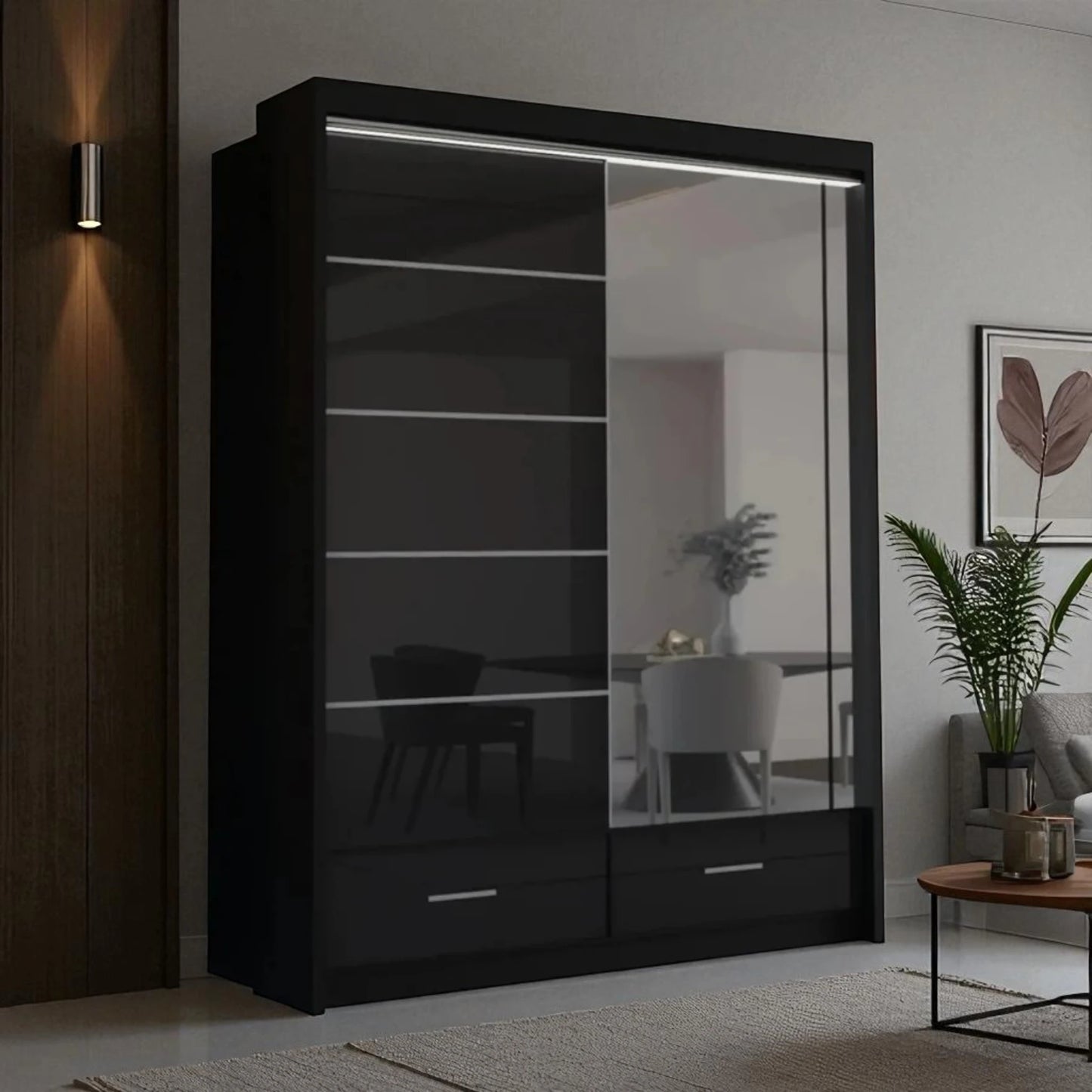Sycylia High Gloss Sliding Door Wardrobe