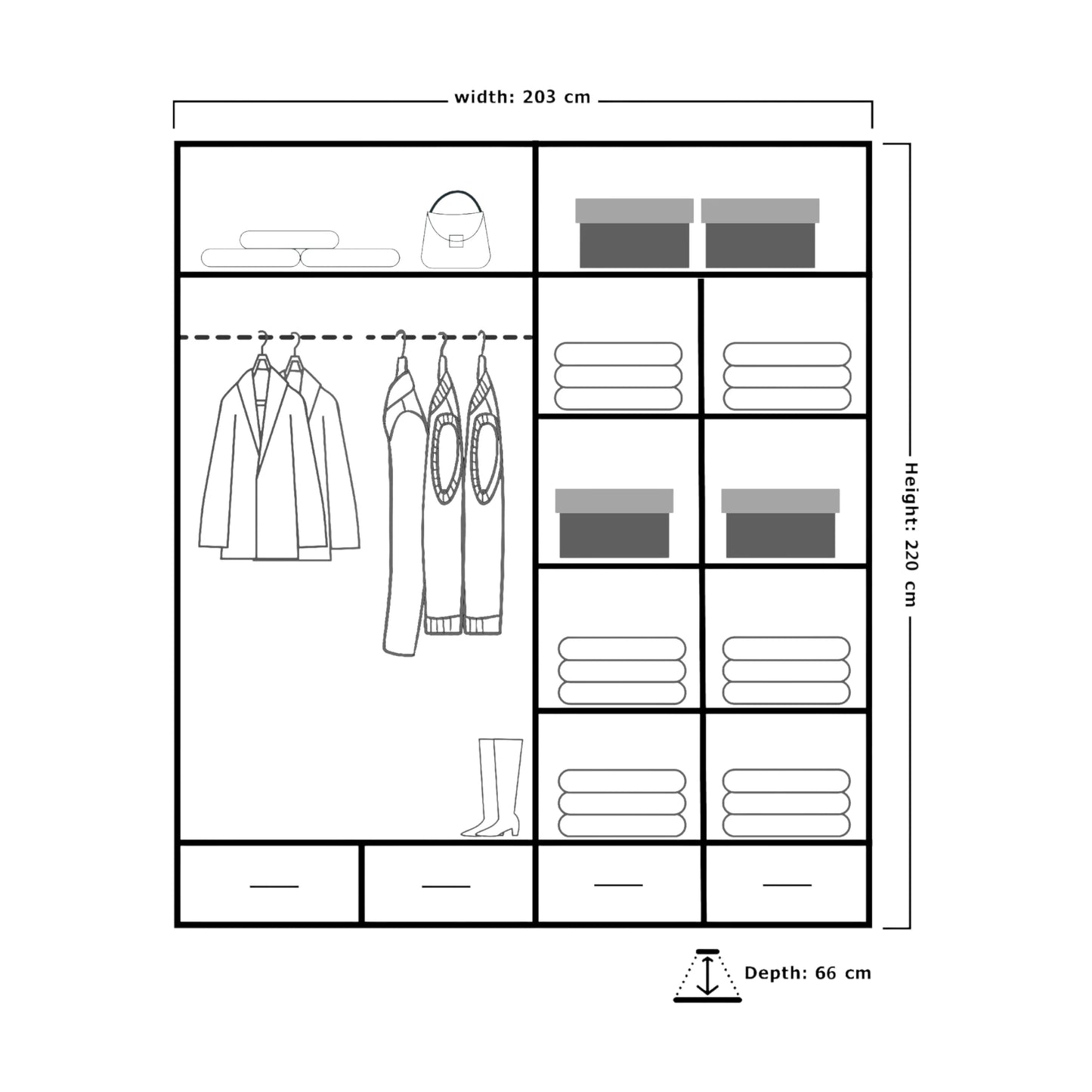Sydney High Gloss Sliding Wardrobe