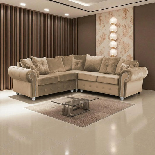 Ashwin Plush Corner Velvet Sofa