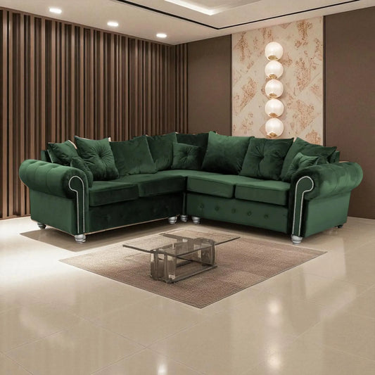 Ashwin Plush Corner Velvet Sofa