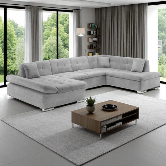 Bergen Grey Right Hand Facing U-Shape Corner Sofa Bed