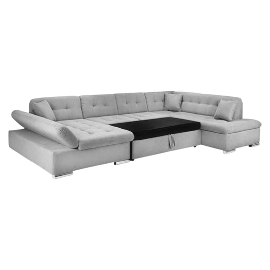 Bergen Grey Right Hand Facing U-Shape Corner Sofa Bed