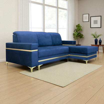 Florence Blue Gold Corner Sofa Bed