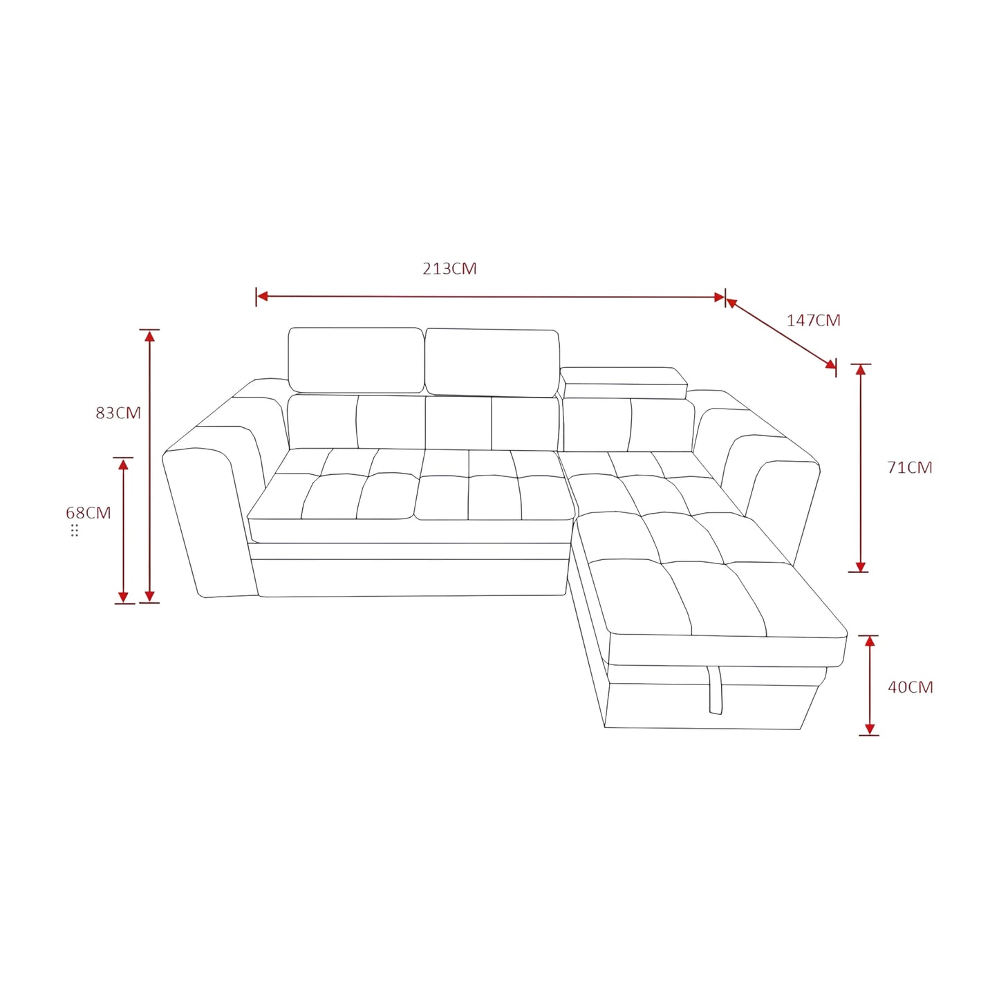 Luca Corner Sofa Bed with Storage