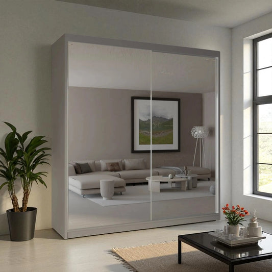 Queen Mirrored Sliding door Wardrobe