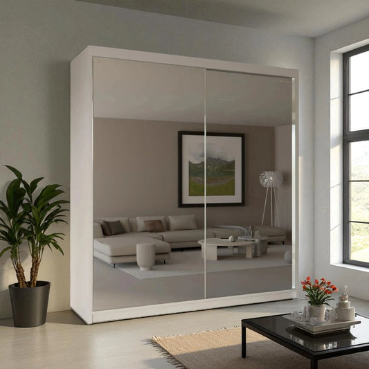 Queen Mirrored Sliding door Wardrobe