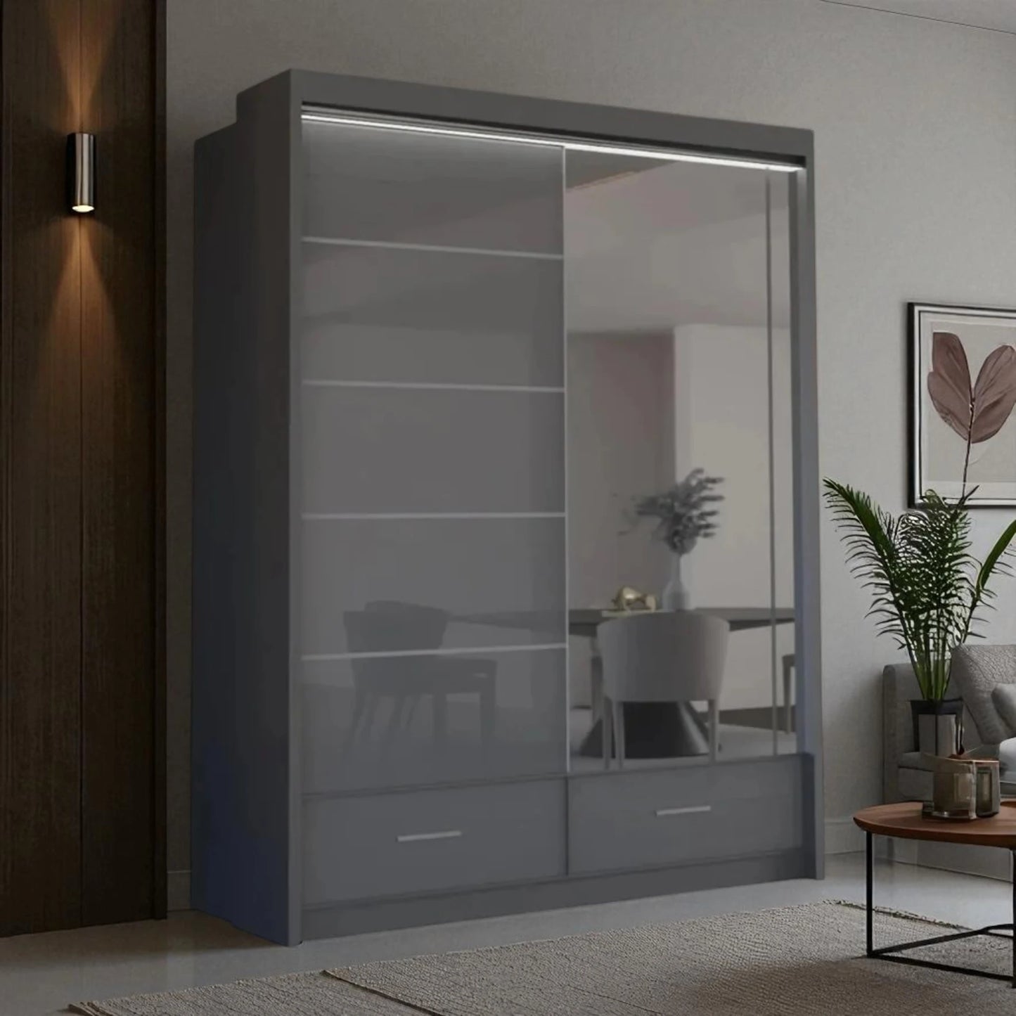 Sycylia High Gloss Sliding Door Wardrobe